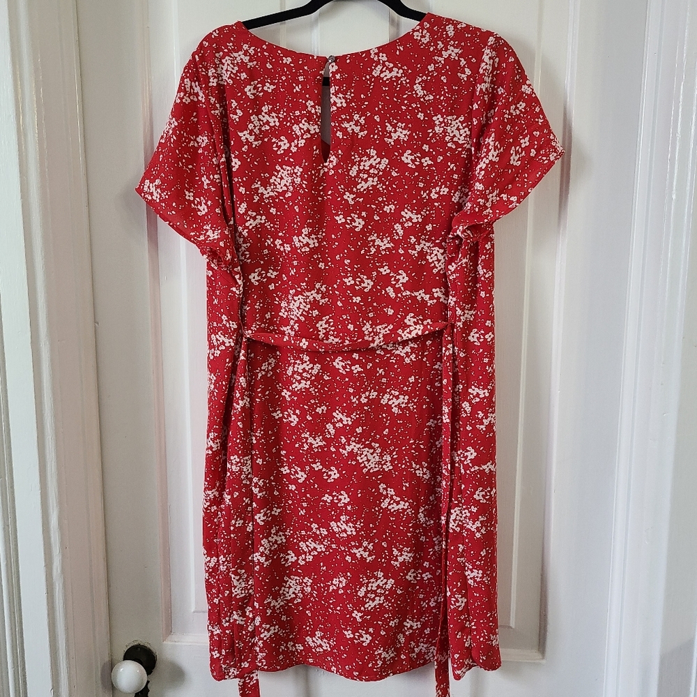 Thyme Red Floral Tie Waist Maternity Dress XL - Picture 5 of 8